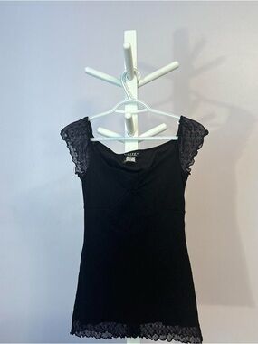 Ripe Black Lace-Trim Short Sleeve Tee